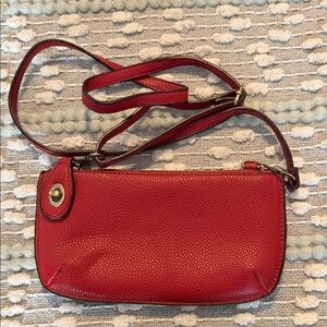 Joy Susan Red Pebbled Leather Crossbody Bag